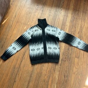 Vintage 100% DuPont Orlon Acrylic Nordic print zip sweater cardigan size M Men?
